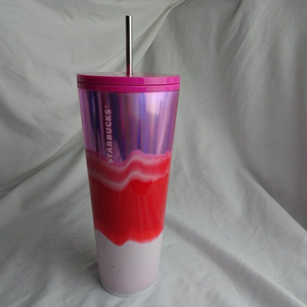 2021 Starbucks Pink, Red & White Tumbler 24oz